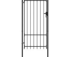 Fence Gate Single Door with Arched Top Steel 1x2 m Black