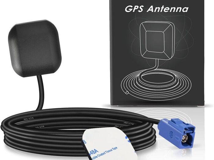 GPS Antenna Fakra C Connector Vehicle Waterproof Active GPS Navigation Aerial with Fakra C Blue for BMW Benz Ram Truck SUV Car Stereo Head Unit