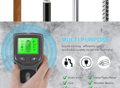 5 in 1 Stud Finder Sensor Wall Scanner Electronic Stud Sensor Locator Wood Beam Joist Finders Portable Wall Detector with LCD Display for Wood AC Wire Metal Studs Detection(Black)