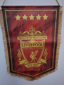 Steven Gerrard Signed Original Liverpool Gold Pennant Champions League 2005