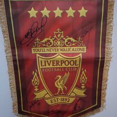 Steven Gerrard Signed Original Liverpool Gold Pennant Champions League 2005