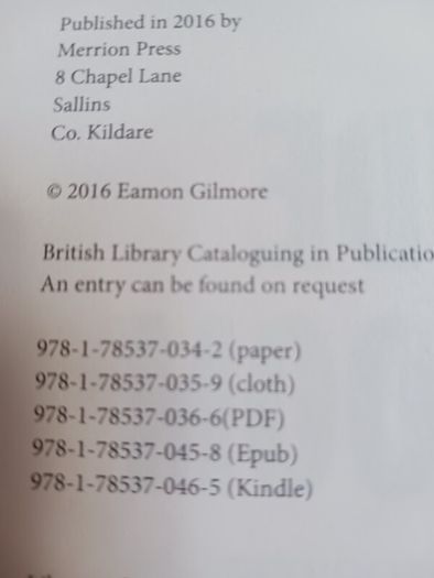 Eamon Gilmore/ Inside the Room/2016/Merrion Press