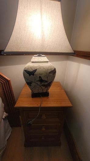 Vintage Ceramic Table Lamps with Cherry Blossom and Butterfly Pattern