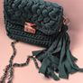 Handmade Crochet Crossbody Bag ,Bottle Green ,Emerald Image 6