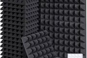 Acoustic Foam Panels 24 Pack with Double Sided Tape, 2" X 12" X 12" Acoustic Foam Sound Absorption Pyramid Studio Treatment Wall Panels, Soundproofing Foam Tiles for Studios