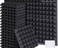 Acoustic Foam Panels 24 Pack with Double Sided Tape, 2" X 12" X 12" Acoustic Foam Sound Absorption Pyramid Studio Treatment Wall Panels, Soundproofing Foam Tiles for Studios