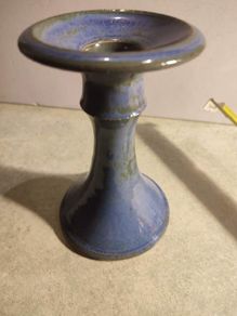 Louis Mulcahy Pottery Taper Candlestick Holder - blue green