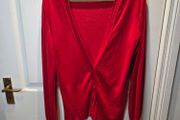 Red V neck cardigan