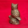 Brass Owl Figurine on Tree Stump Image 3