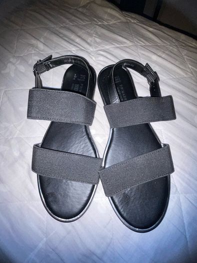 Flat black sandals wide fit