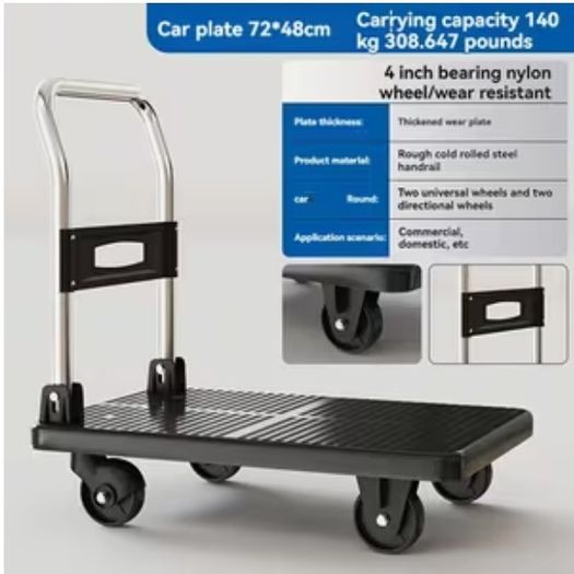 Heavy-Duty Folding Trolley Cart, 90kg-140kg Load Capacity