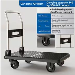 Heavy-Duty Folding Trolley Cart, 90kg-140kg Load Capacity