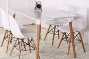 Nordic Rectangle Dining Table &amp; 4 Chairs - Stylish &amp; Compact