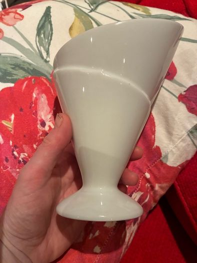 Pair of White Porcelain French fries Serving  Cones