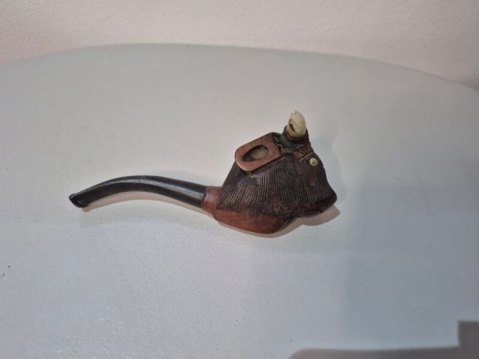 Vintage Estate Pipe Collection with Solid Wood Display Rack