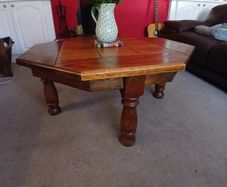 Solid oak tile top table coffee