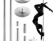 main image for ad Professional Dancing Pole,  Heavy Duty 200kg Spinning Static Dancing Pole Kit, Portable Removable Pole, 45mm Heavy-Duty Stainless Steel Pole, Height Adjustable Fitness Pole, for Exercise Home Club Gym, Silver