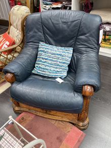 Blue leather armchair