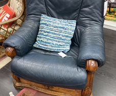 Blue leather armchair