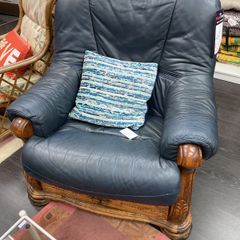 Blue leather armchair