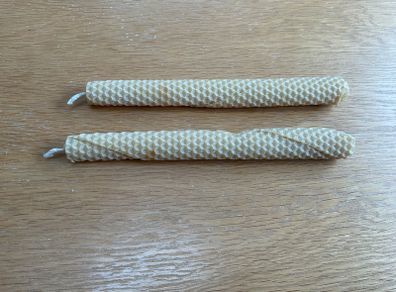 Two beeswax candles