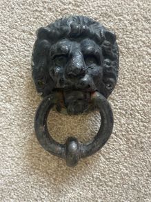 Antique Black Rustic Lion Head Door Knocker