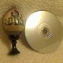 Vintage Russian Black Lacquered "cathedral Of Christ The Saviour" Handpainted Signed Wooden Collectors Egg On Original Stand Image 8