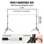 365.7 x 304.8 cm Heavy Duty Backdrop Stand, Height Adjustable Photography Backdrop Stand, Background Support System with 6 Clamps Image 2