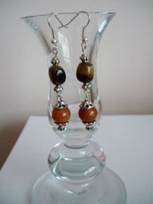 Drop Earrings,Gemstone earrings,Tiger Eye/Orange Aventurine,New,Gift