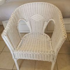 White Wicker Armchair - Solid & Comfortable