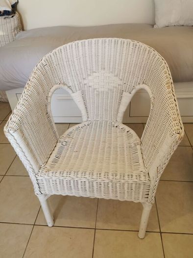 White Wicker Armchair - Solid & Comfortable