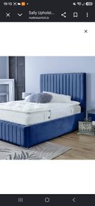 Double bed ith storage plush blue/mattress included bought at xmas too big for room