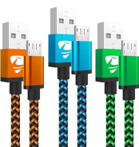 Micro USB Cable 2M 3Pack Android Charger Cable Braided Android Charger Lead Fast Charging Cable for Samsung Galaxy S6 S7 Edge S5 A6 J3 J4 plus J5 J6 J7,Huawei LG Lenovo Moto E5,Tablet,PS4