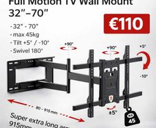 Tv Wall Mount Bracket Tilt Swivel Long Arm 32-70"