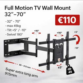 Tv Wall Mount Bracket Tilt Swivel Long Arm 32-70"