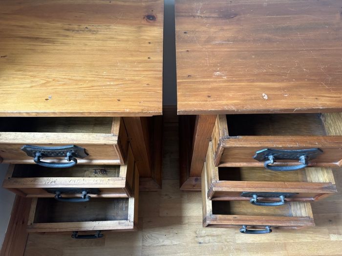 Solid pine lockers with black metal handles