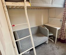 VITVAL Loft bed frame with mattress & desk top, white/light grey, 90x200 cm