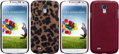 New Samsung I9500 Galazy S4 Covert Pu Leather Back Case Cover Leopard Print / Red Textured Design