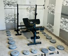 Barbell Dumbbells Weights Rack Bench