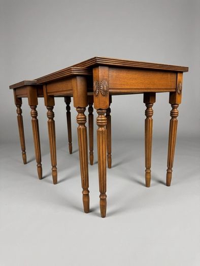 Vintage Shaw of London Leather Top Nesting Tables