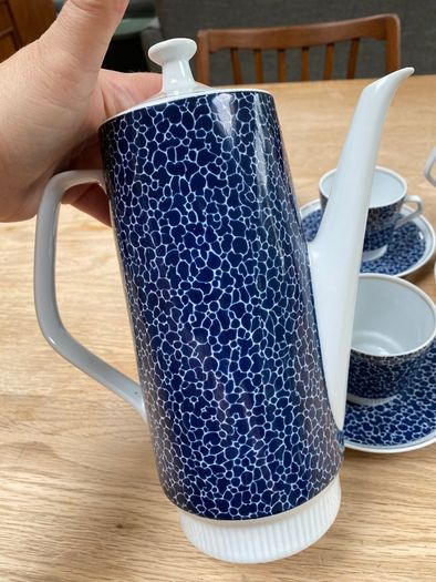 Vintage Mid-Century Stadtlengsfeld CP Porcelain Tea Set Blue Pebble