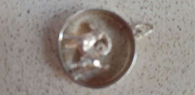 Sterling silver Vintage Round Chunky Pendant cut out design Aries the Ram Zodiac sign