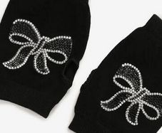 Black Gloves with Sparkly Bows - ideal gift