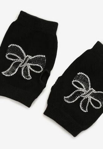 Black Gloves with Sparkly Bows - ideal gift