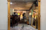 Ornate French Style Carved Scroll Mirror in Gilt Finish