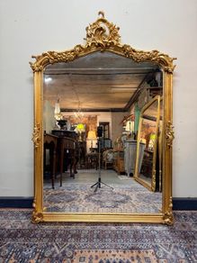 Ornate French Style Carved Scroll Mirror in Gilt Finish