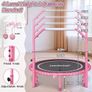 450 LBS Foldable Mini Trampoline for Adults, 40 inch Indoor Fitness Rebounder with U-Shape Adjustable Foam Handle, Quiet Bungee Jump System & Cordless Jump Ropes Image 2