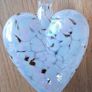White and Black Marbled Iridescent Decorative Glass Heart Hanging Ornament Image 2