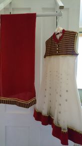 Beautiful cream and red unusual dress