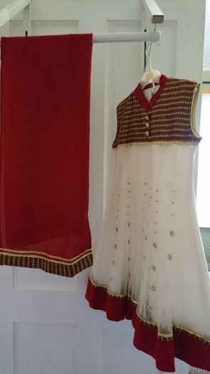 Beautiful cream and red unusual dress
